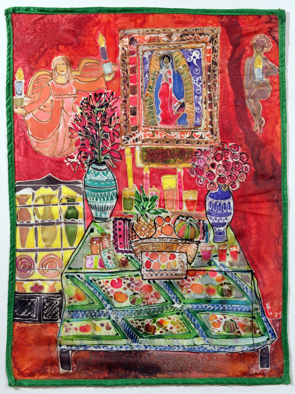 Virgin of Guadalupe, 2005 (farvestoffer på silke) af Hilary Simon
