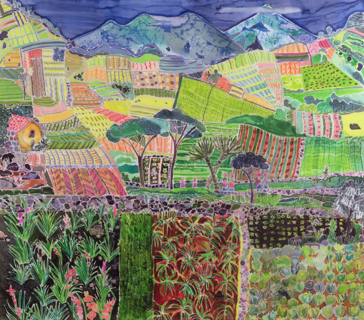 Cabbages and Lillies Revisited, Guatemala, 2006 (farvestoffer på silke) af Hilary Simon