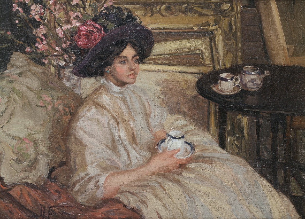 Eftermiddagste. Signeret H Fearon og utydeligt dateret af Hilda Fearon