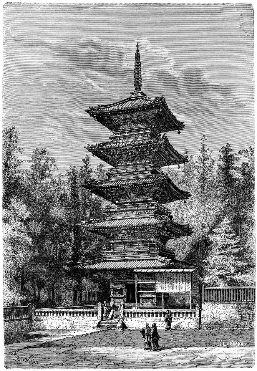 Buddhisttempel, Nikko, Japan, 1895. af Hildibrand