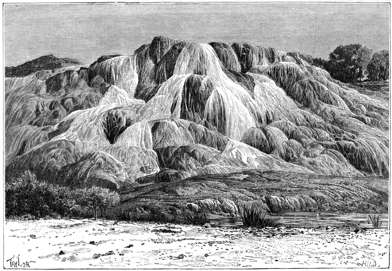 Forstenet kaskade af Hammam el Meskoutine, Algeriet, c1890. af Hildibrand