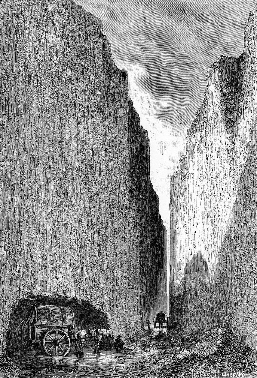 Vej skærer gennem den gule jord, Kina, c1890. af Hildibrand