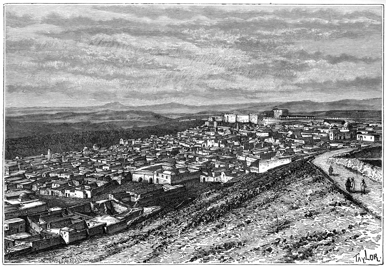 Udsigt over El Kef, Tunesien, c1890 af Hildibrand