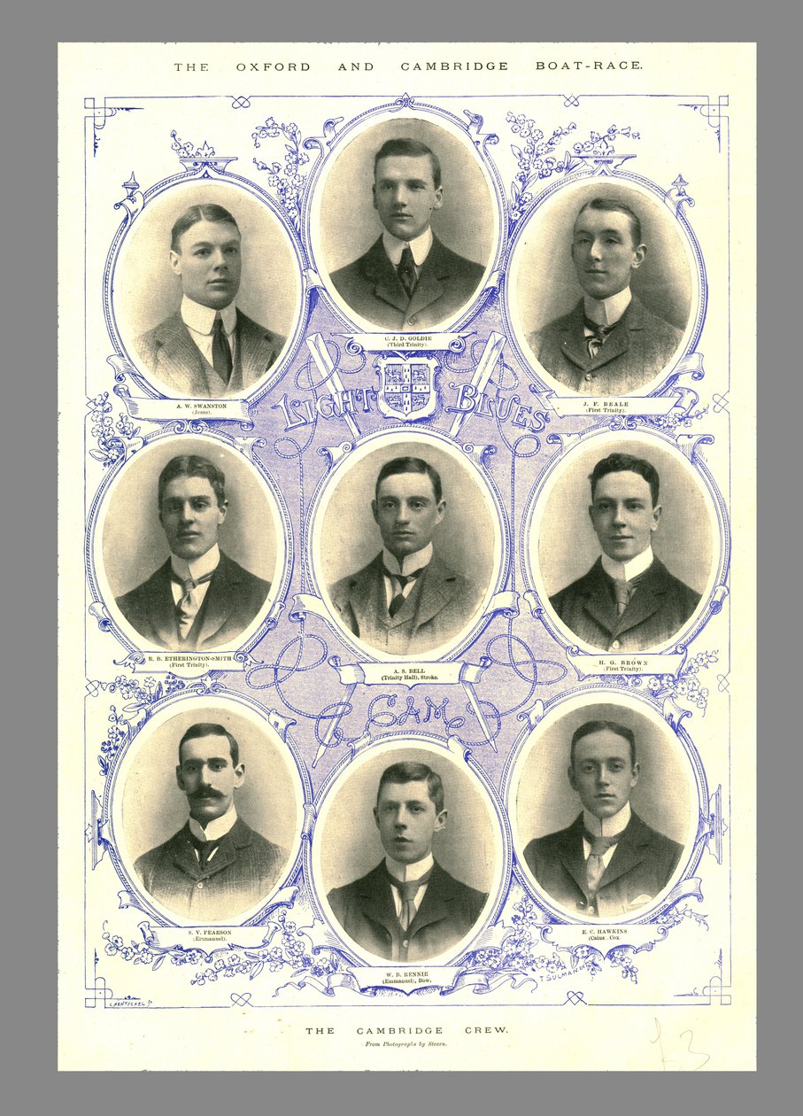 Cambridge Crew, Oxford og Cambridge Boat Race, 1898. af Hills and Saunders