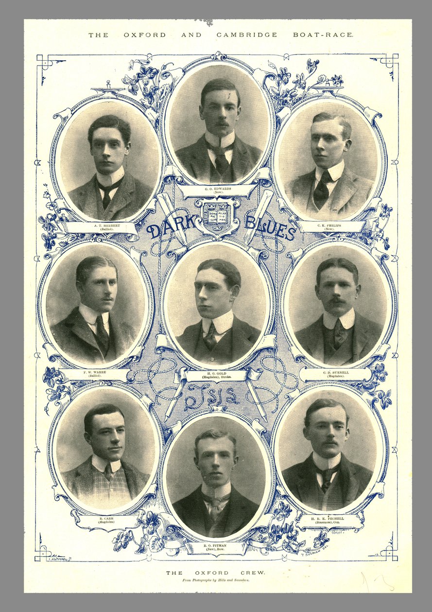 Oxford Crew, Oxford og Cambridge Boat Race, 1898 af Hills and Saunders