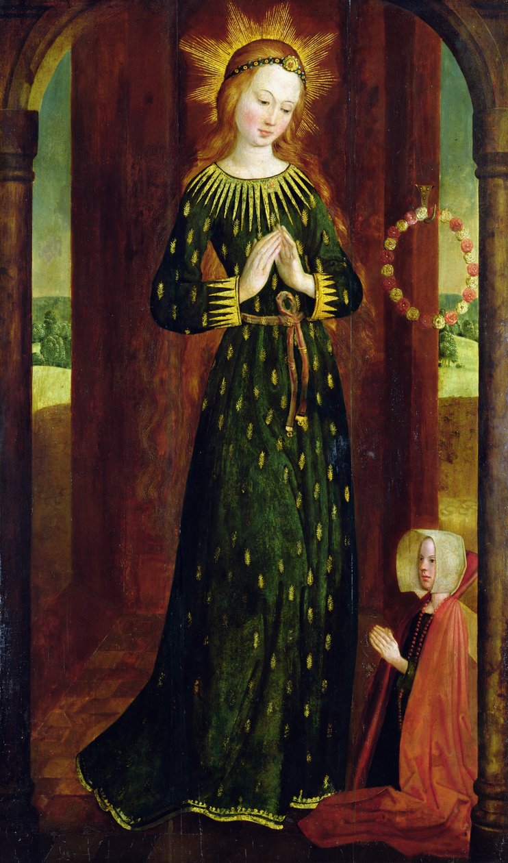 Jomfru med korn (tempera på panel) af Hinrik Funhof