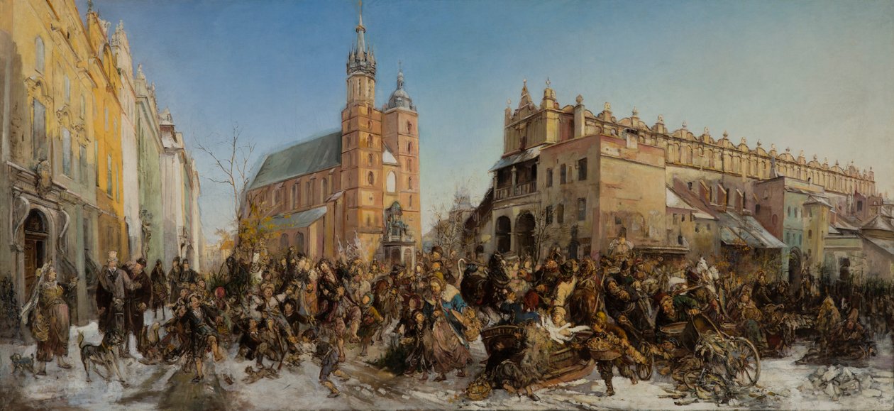 Messe på hovedtorvet i Krakow af Hipolit Lipinski