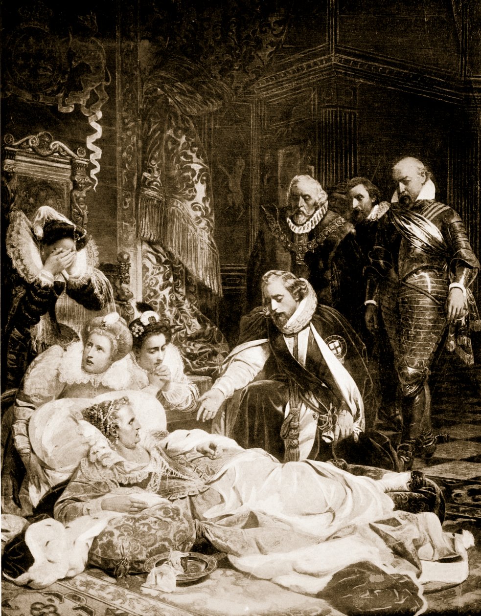 Dronning Elizabeths død den 24. marts 1603, illustration fra Hutchinsons 