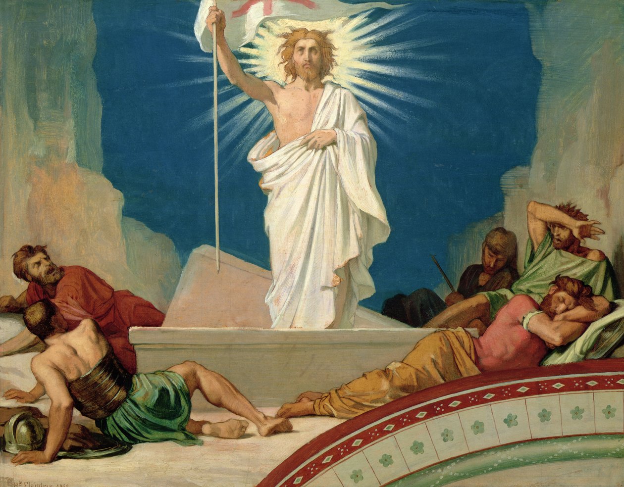 Studie af Kristi opstandelse, 1860 (olie på kort) af Hippolyte Flandrin