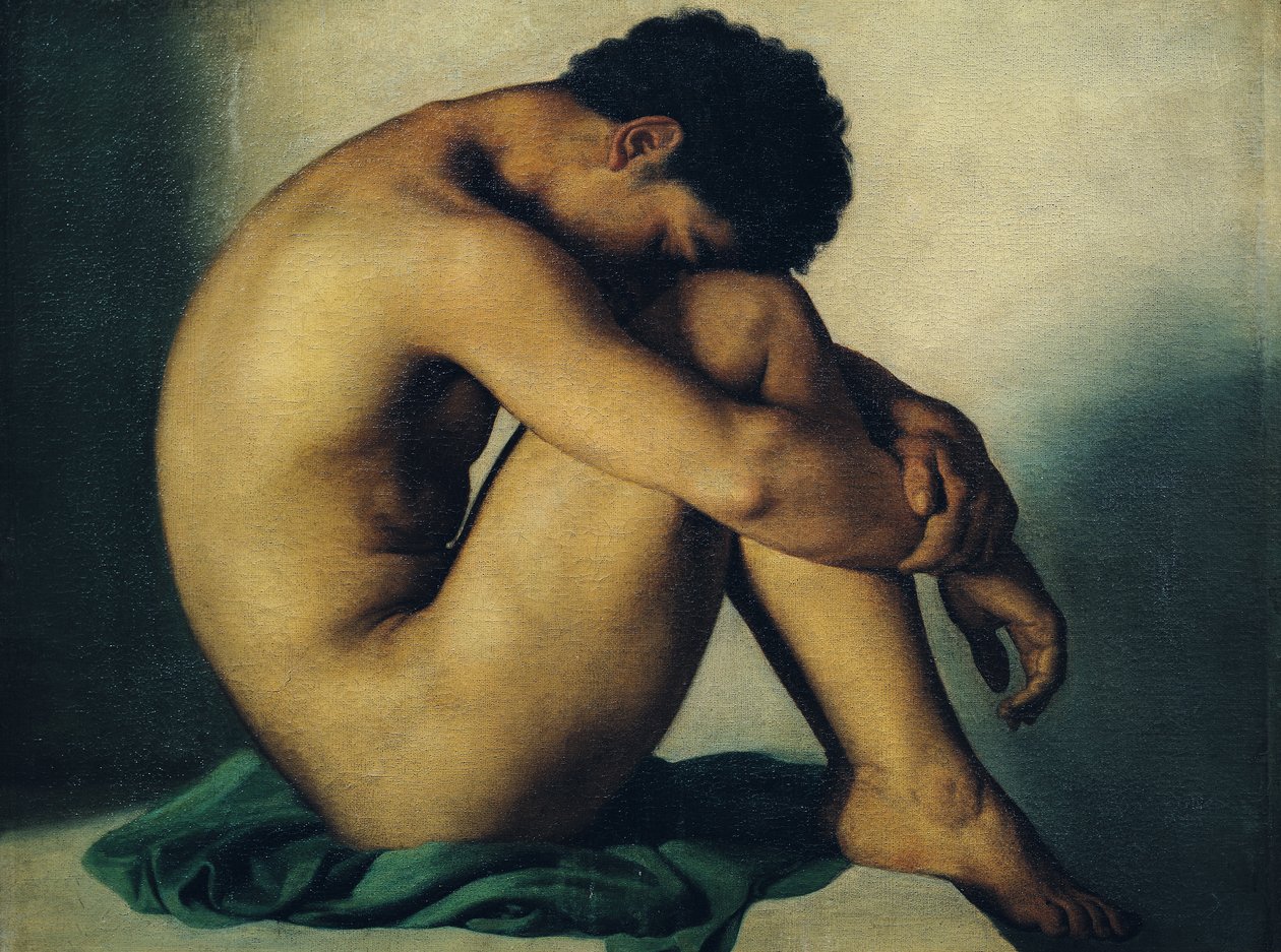 Studie af en nøgen ung mand af Hippolyte Flandrin