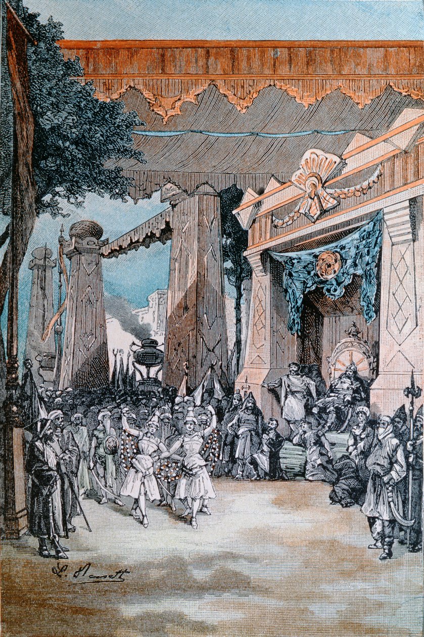 Illustration fra "Michel Strogoff" af Jules Verne (1828-1905) (farvestik) af Hippolyte Leon Benett