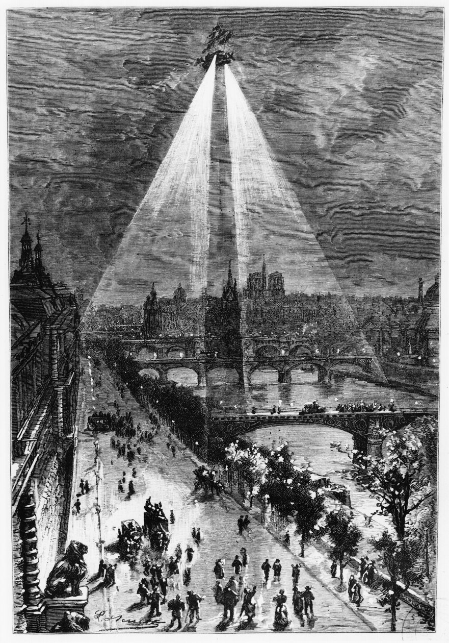 Illustration fra "Robur le Conquerant" af Jules Verne (1828-1905) Paris, Hetzel, 1886 af Hippolyte Leon Benett