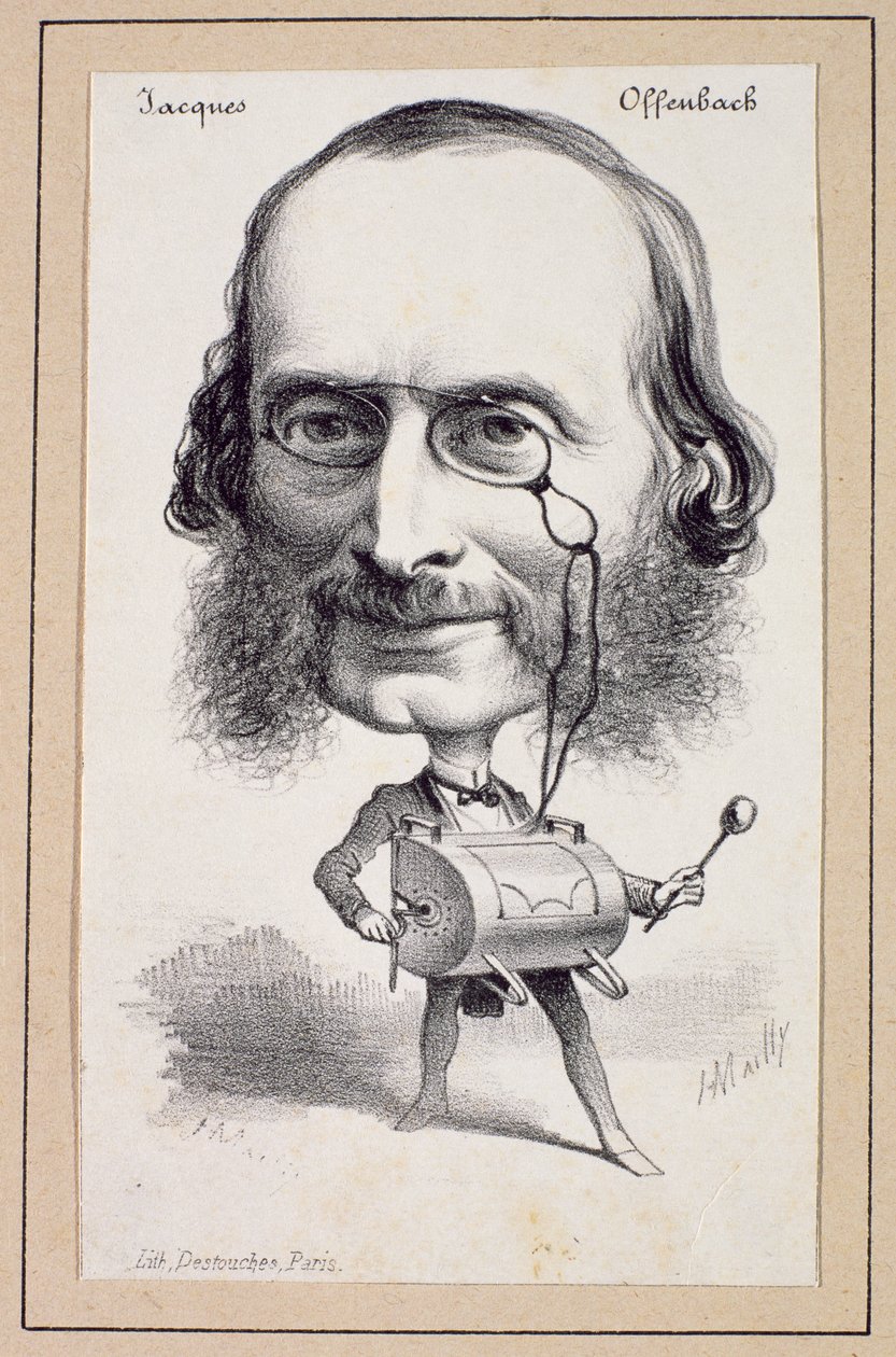 Portræt af Jacques Offenbach (1819-80) indgraveret af Paul Emile Destouches (1794-1874) af Hippolyte Mailly