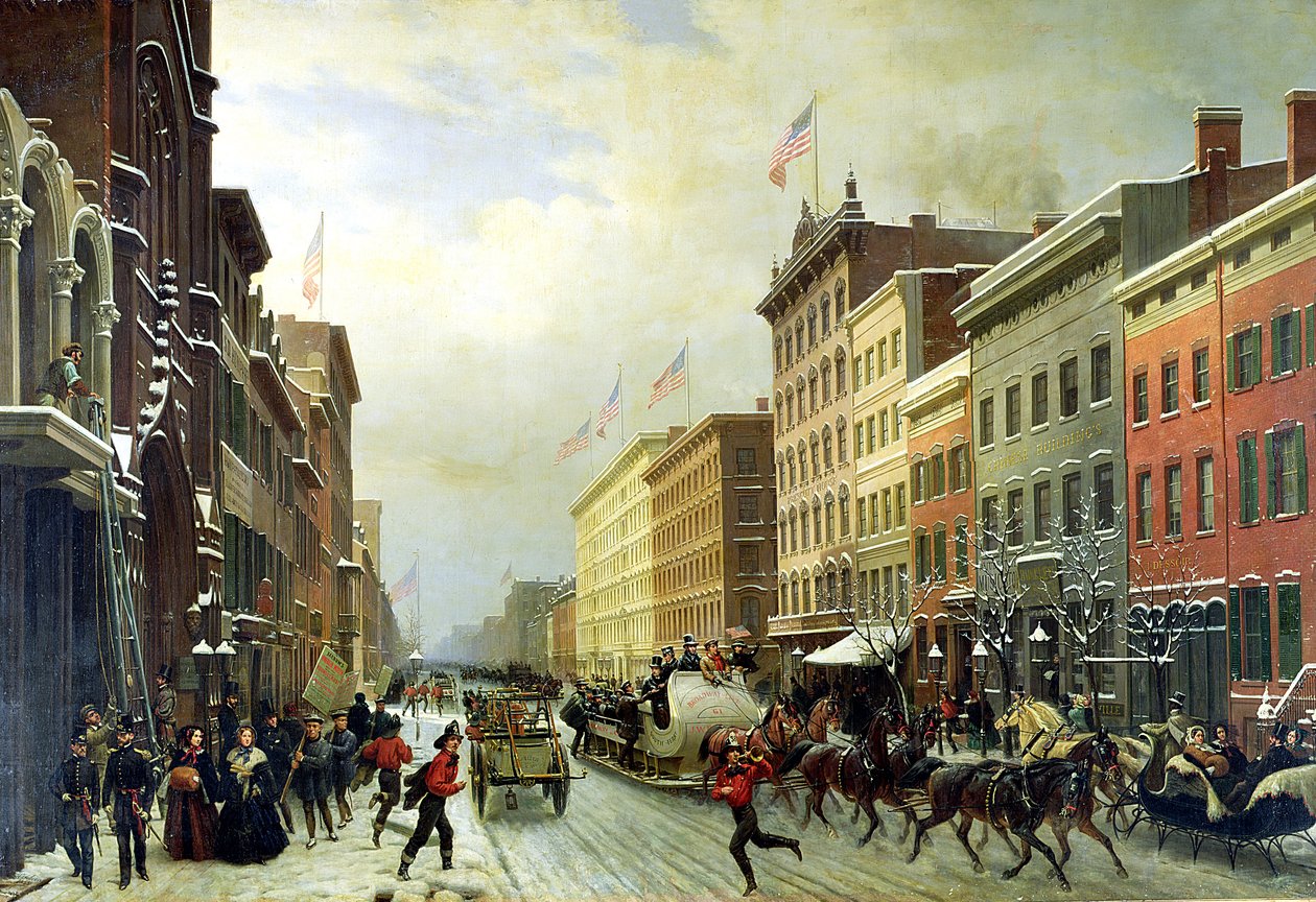 Gadescene i New York af Hippolyte Victor Valentin Sebron