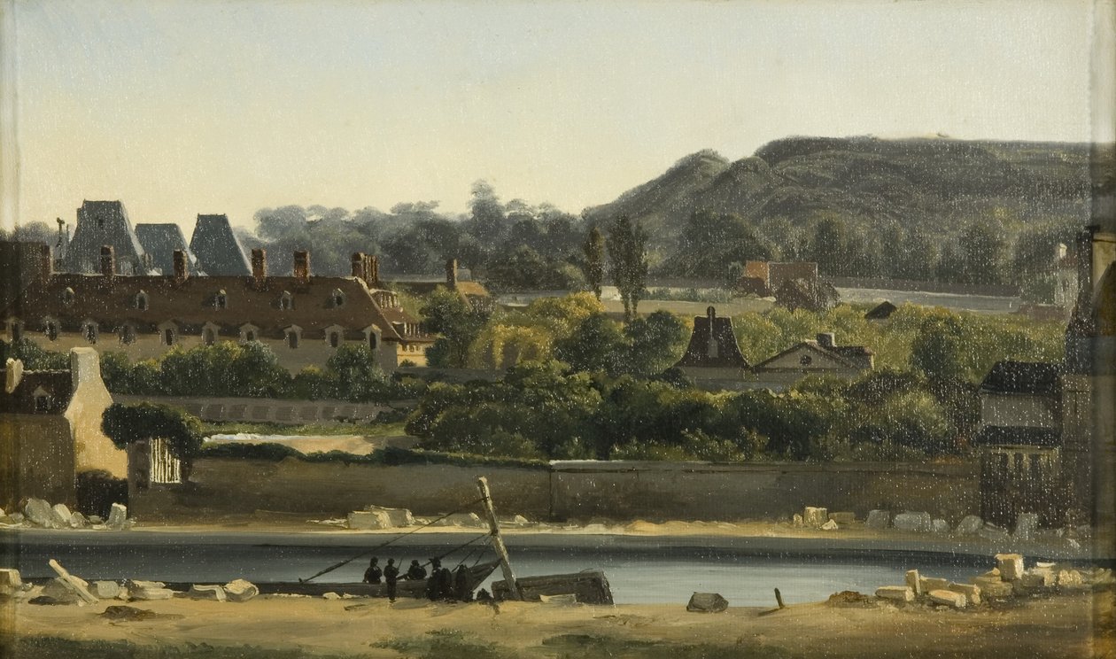 Saint Louis Hospital og Buttes-Chaumont, Paris, ca. 1830 (olie på lærred) af Hippolyte Adam