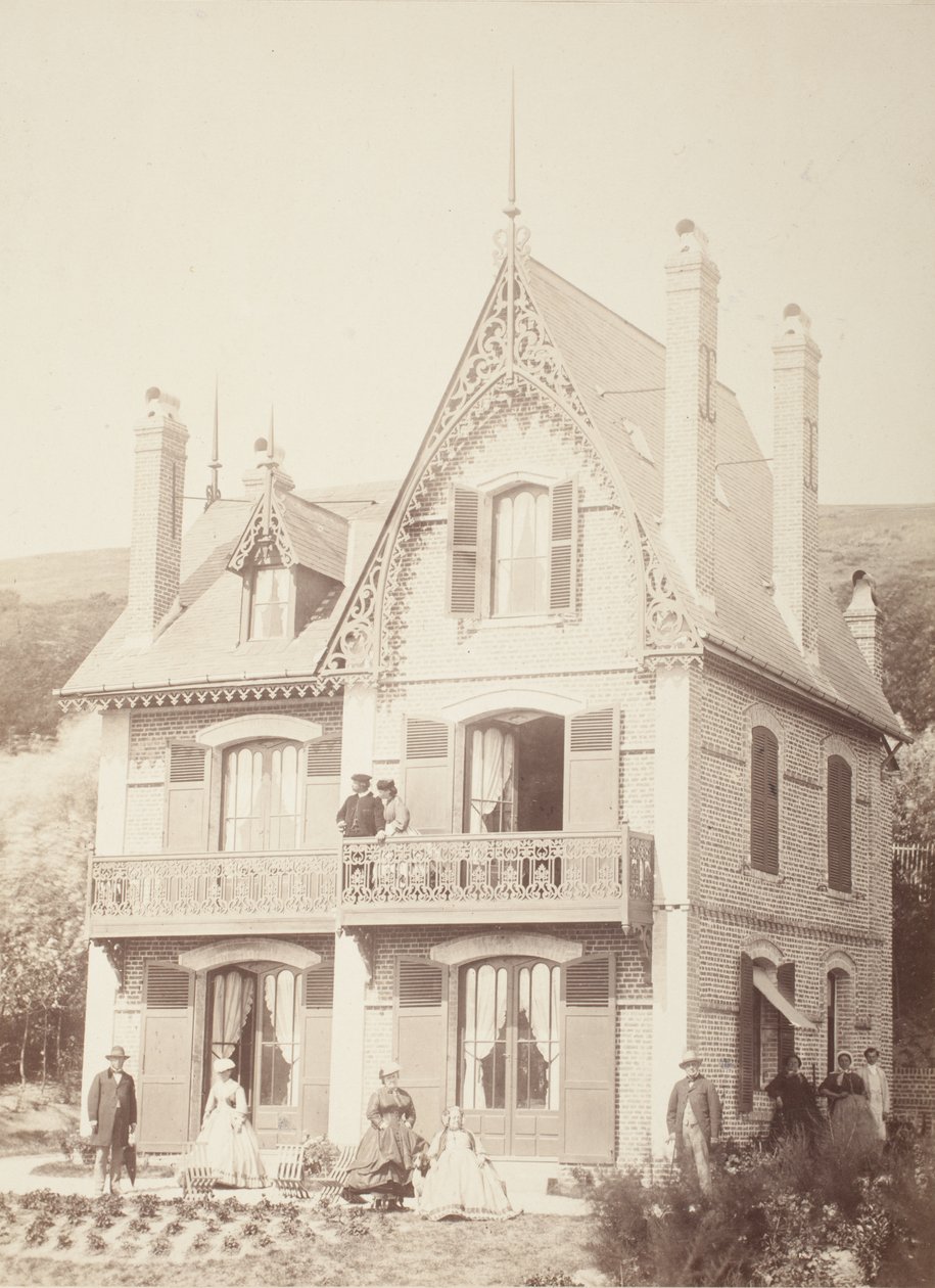 Uden titel (Familieportræt - mennesker med hus) af Hippolyte Bayard