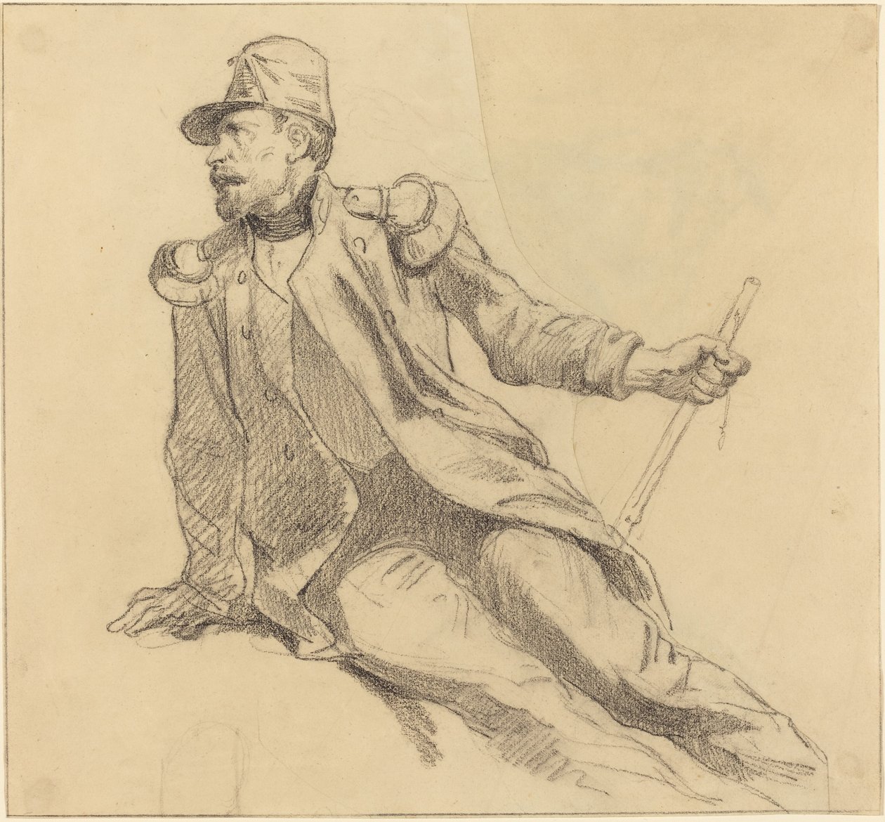 En siddende soldat af Hippolyte Bellange