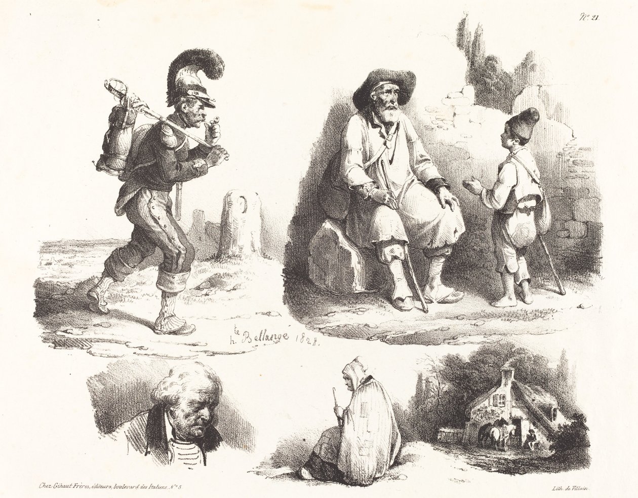 Fem vignetter af Hippolyte Bellange