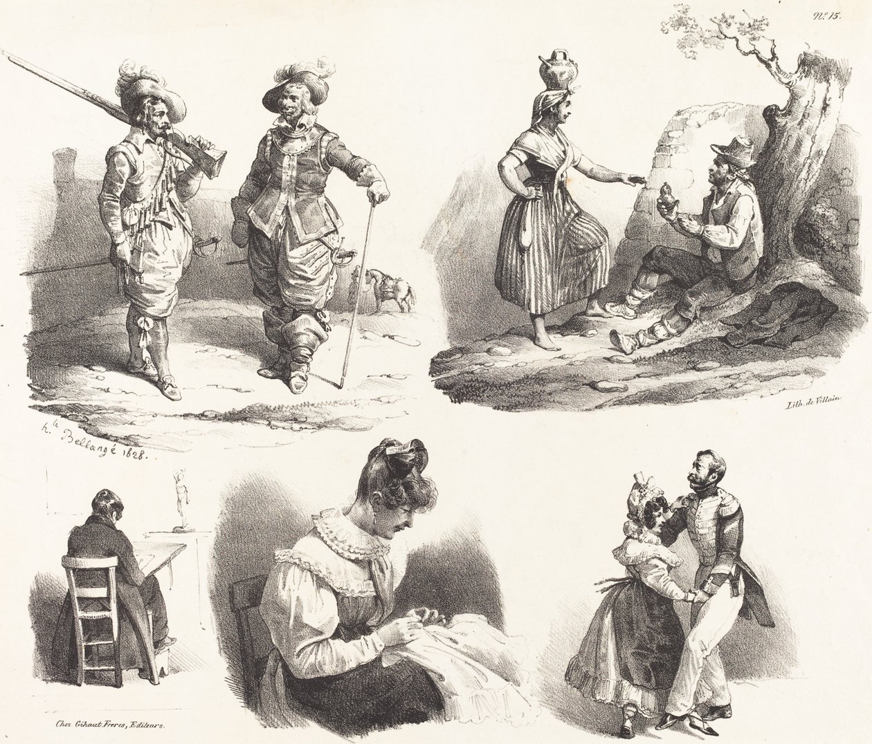 Fem vignetter af Hippolyte Bellange