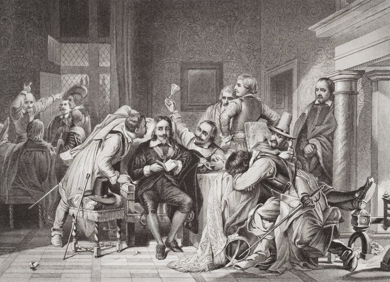 Charles I (1600-49) i vagtrummet fornærmet af Oliver Cromwells soldater, fra 