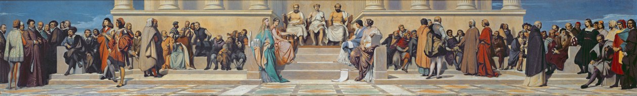 Hemicycle of the Ecole des Beaux-Arts, ca. 1836-41 (olie på papir limet på lærred) af Hippolyte Delaroche