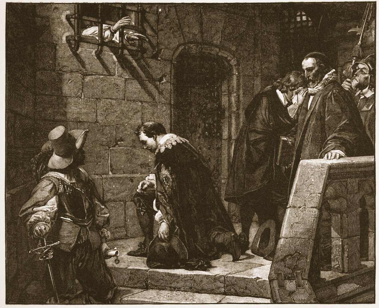 Lord Strafford på vej til henrettelse, illustration fra 