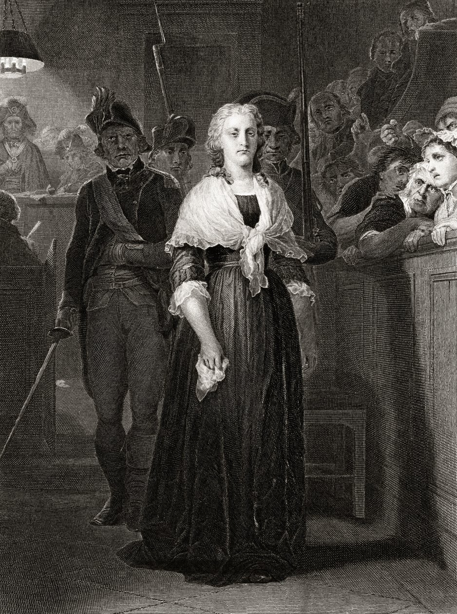 Marie Antoinette for Revolutionary Tribunal Court, 14. oktober 1793, indgraveret af William French (ca. 1815-98) af Hippolyte Delaroche