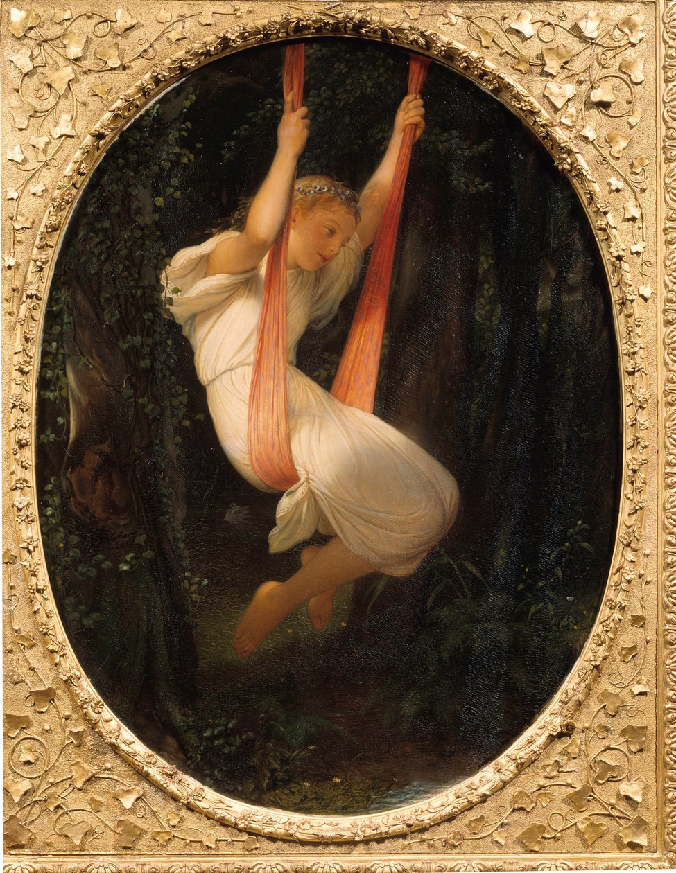 Young Girl at the Swing Painting by Paul Delarochedani af Hippolyte Delaroche