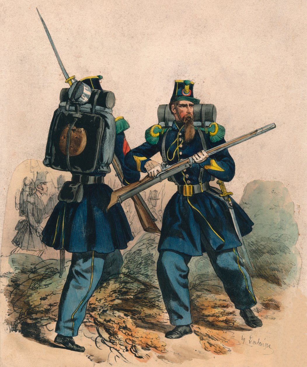 Chasseurs A Pied, midten af slutningen af det 19. århundrede. af Hippolyte Lalaisse