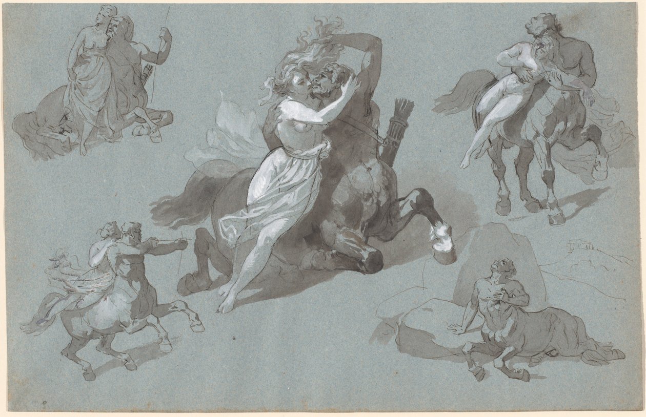 Nessus og Dejanira i fire stillinger og den døende Nessus af Hippolyte Lalaisse