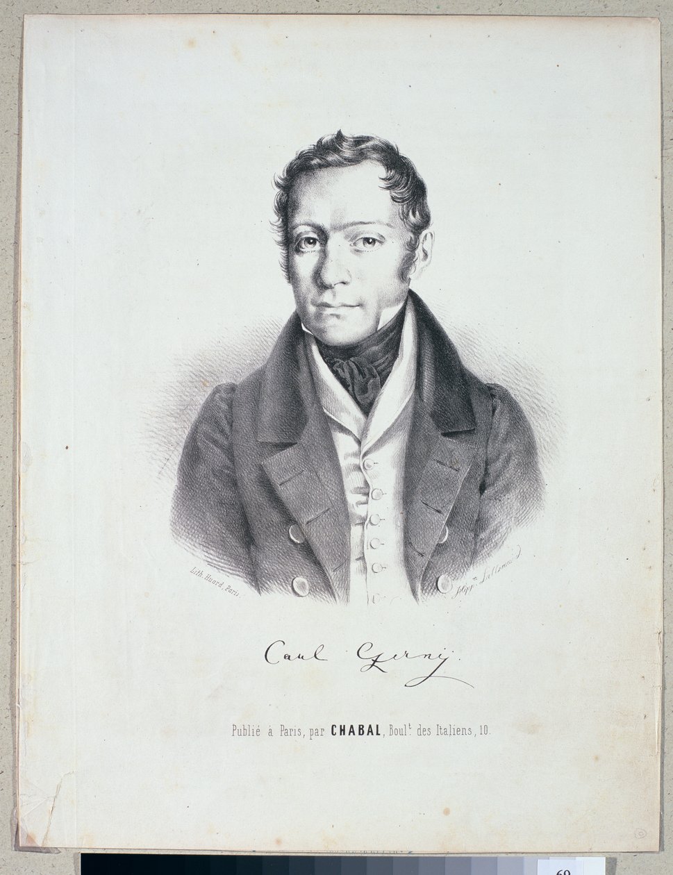 Carl Czerny (1791-1857) graveret af Huard af Hippolyte Lallemand
