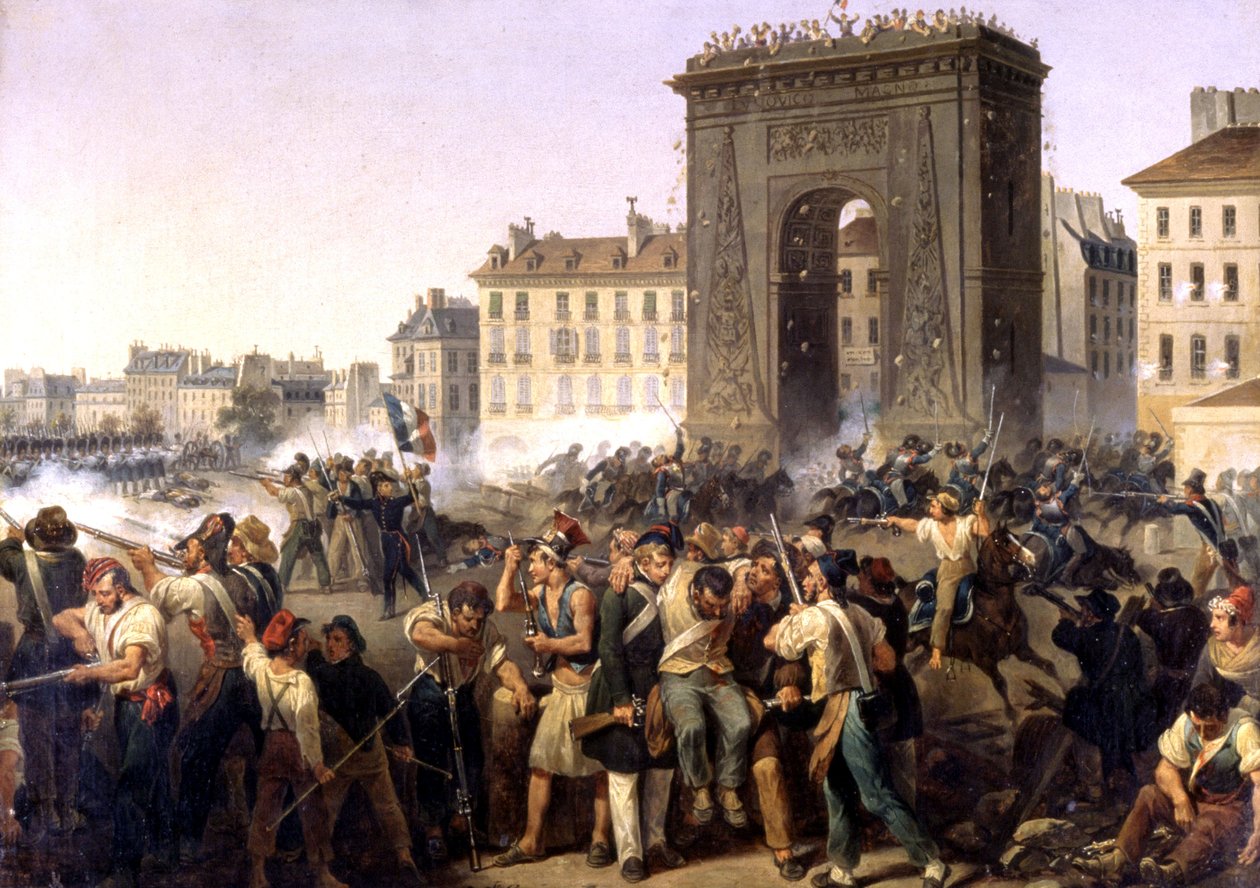 Overfald ved Saint Denis-porten, maleri 1830 af Hippolyte Lecomte