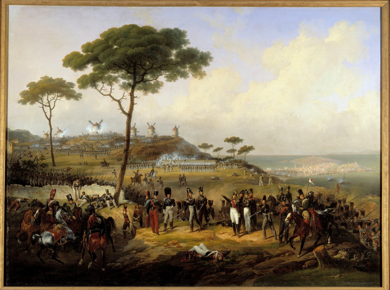 Ekspedition fra Spanien i 1823: "" Tilfangetagelse af Saint Margaritas skanser foran Coruña den 5. juli af Hippolyte Lecomte