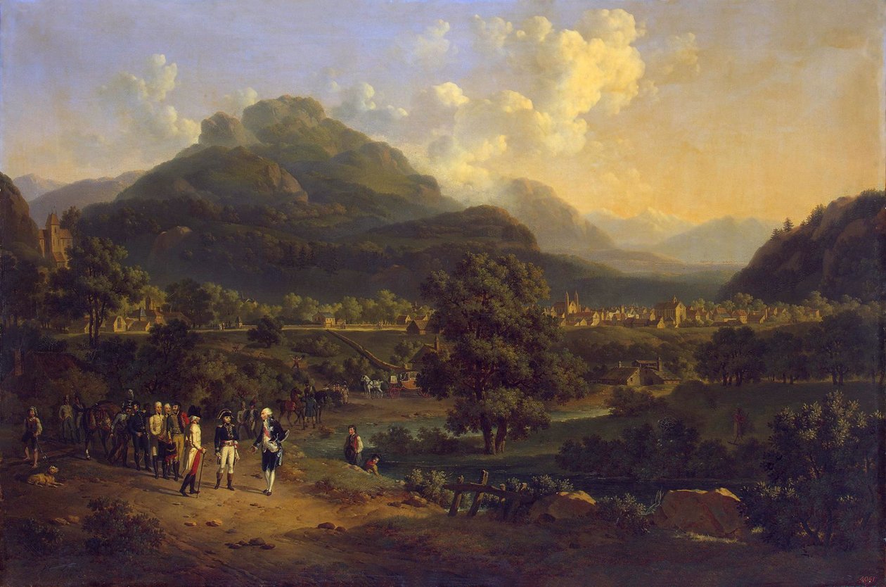 Napoleons møde med den østrigske kejsers ambassadører nær Leoben Steiermark den 7. april af Hippolyte Lecomte