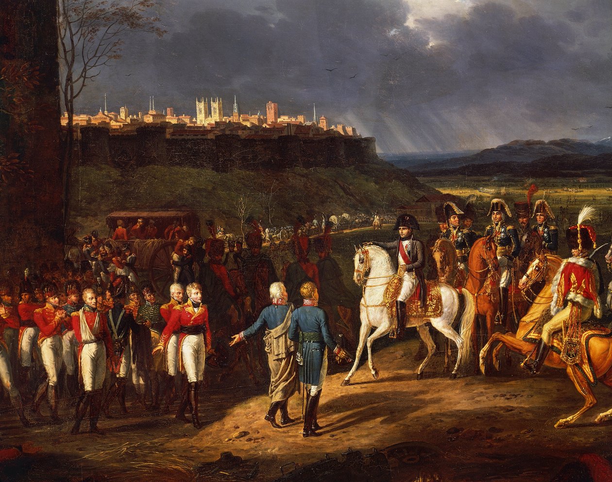Napoleon Bonaparte mødes med britiske fanger i Astorga efter slaget ved La Coruna af Hippolyte Lecomte