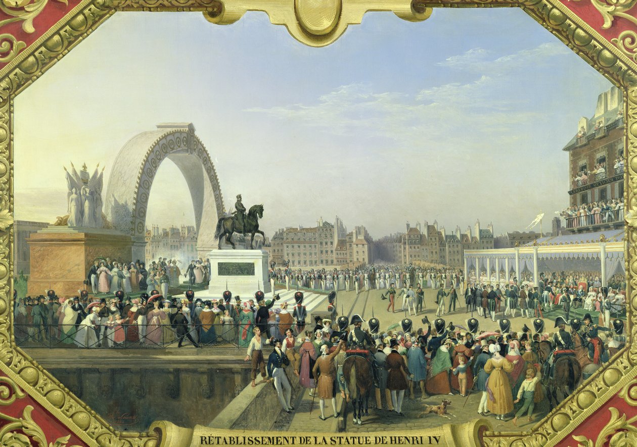 Genoprettelse af statuen af Henri IV (1553-1610) på Pont Neuf, 25. august 1818 af Hippolyte Lecomte