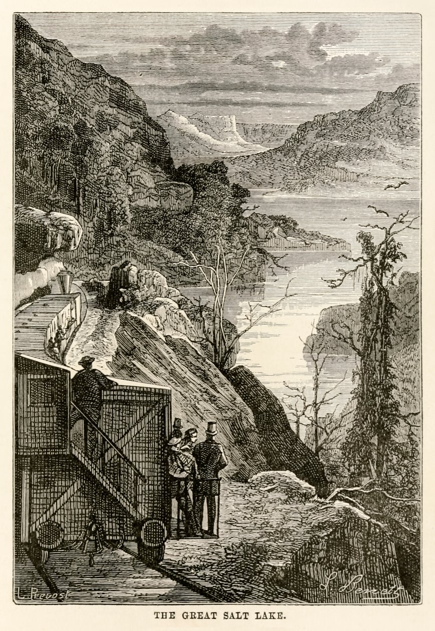 Den Store Saltsø, fra hele verden på firs dage af Jules Verne (1828-1905) indgraveret af Prévost, 1873 af Hippolyte Leon after Benett