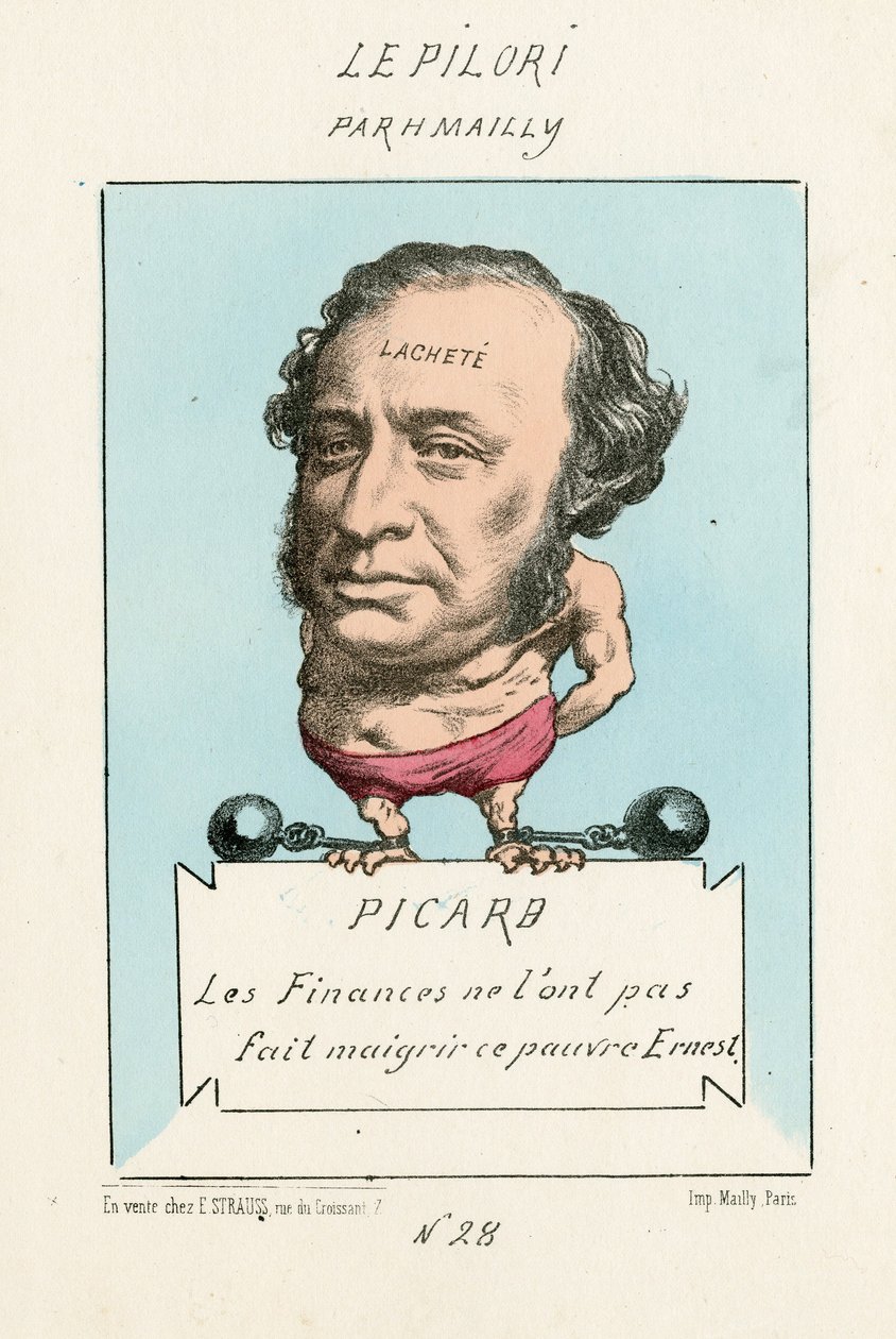 Økonomien fik ham ikke til at tabe sig denne stakkels Ernest, Le Pilori, nummer 28, omkring 1870 (litografi) af Hippolyte Mailly