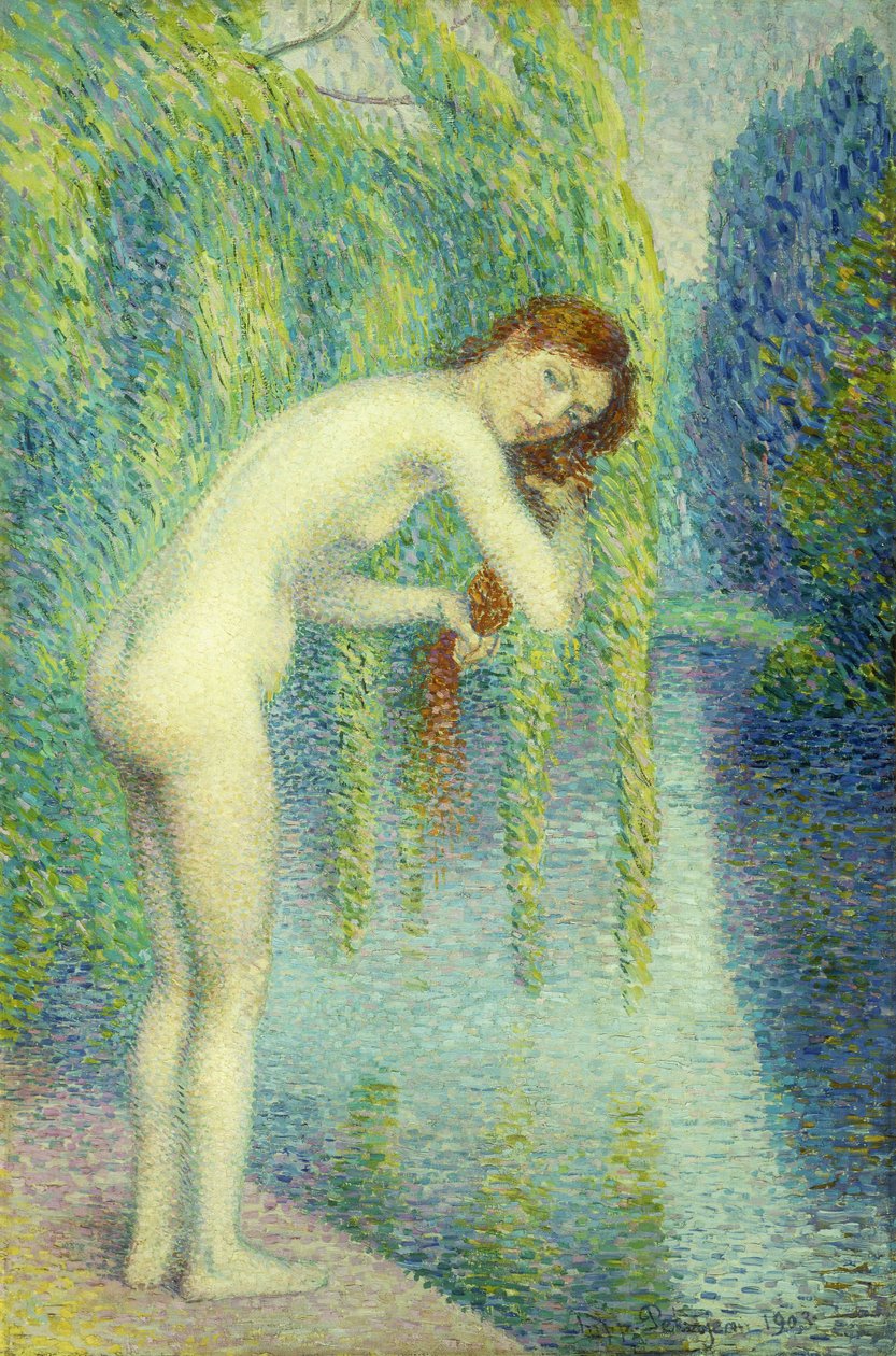 Badende vasker sit hår; Badende vasker sit hår, 1903 af Hippolyte Petitjean