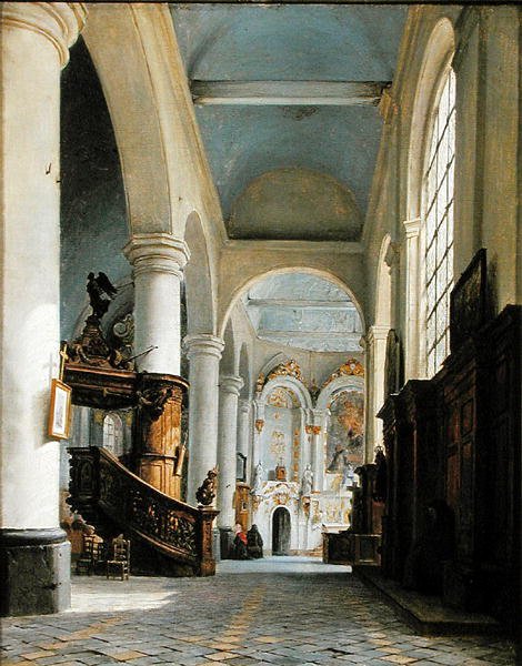 Interiør af Sankt Denis-kirken, Saint-Omer, 1835 af Hippolyte Victor Valentin Sebron