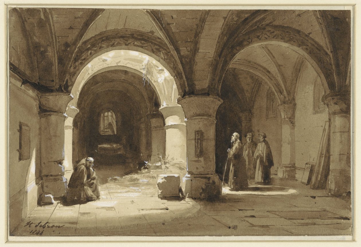 Klosterhvælvinger med munke af Hippolyte Victor Valentin Sebron