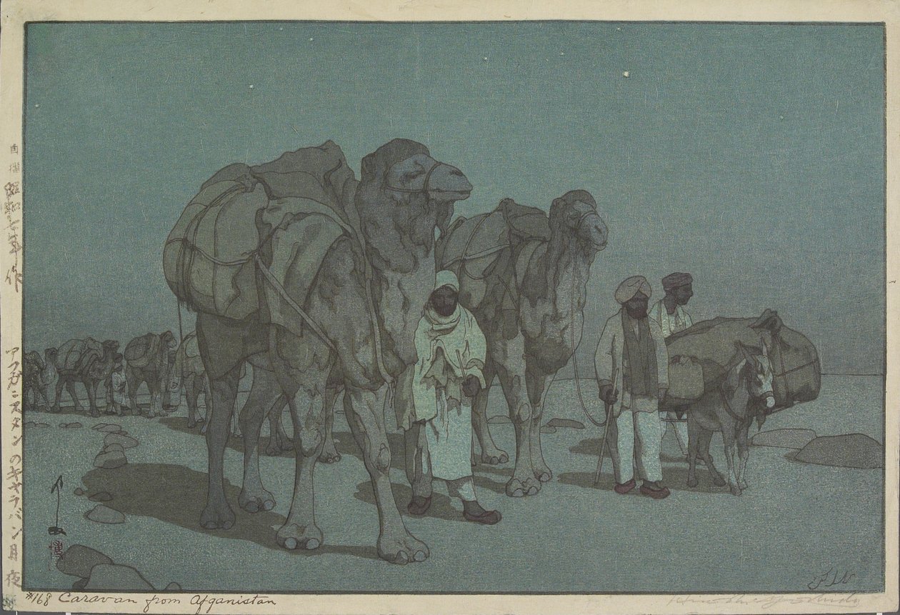 Karavane fra Afghanistan på en måneskin nat af Hiroshi Yoshida