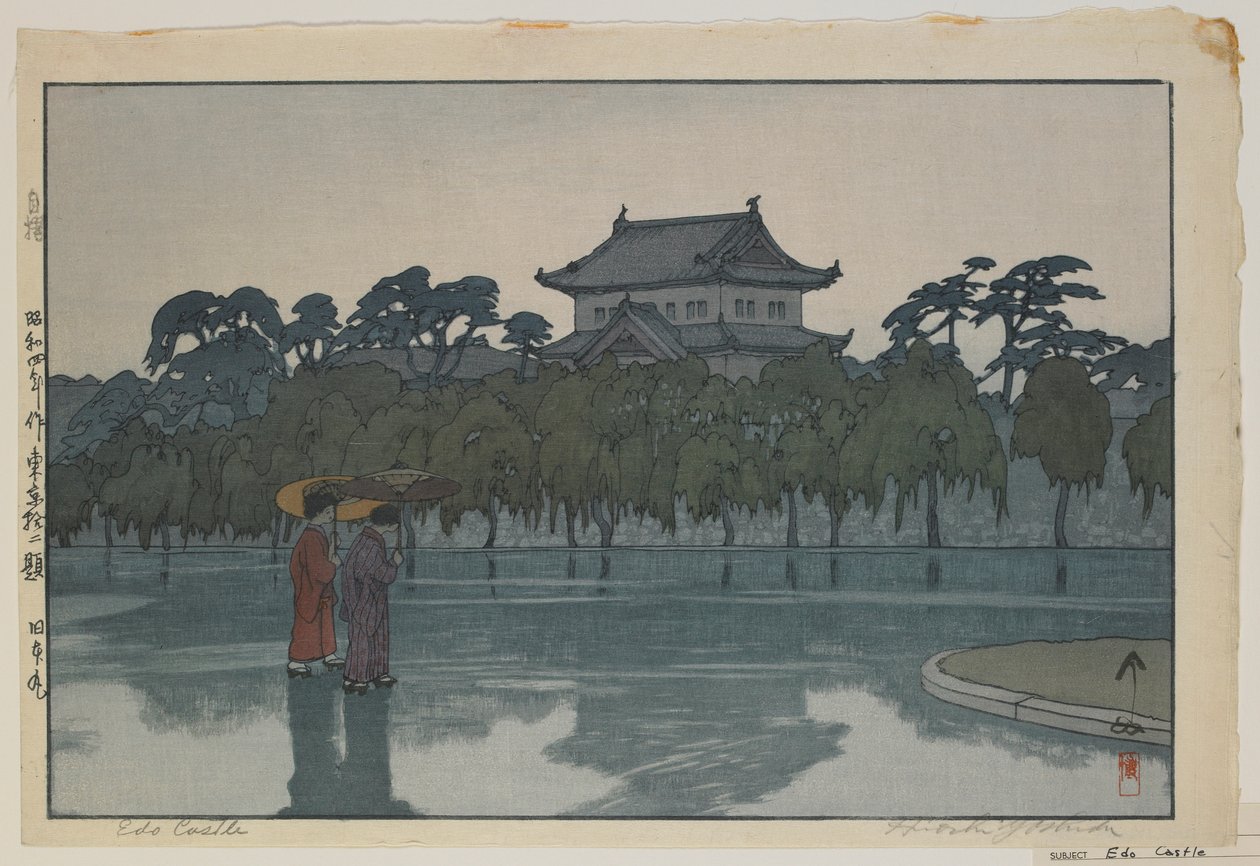Edo Castle, fra serien, Twelve Scenes of Tokyo, Showa-æra af Hiroshi Yoshida