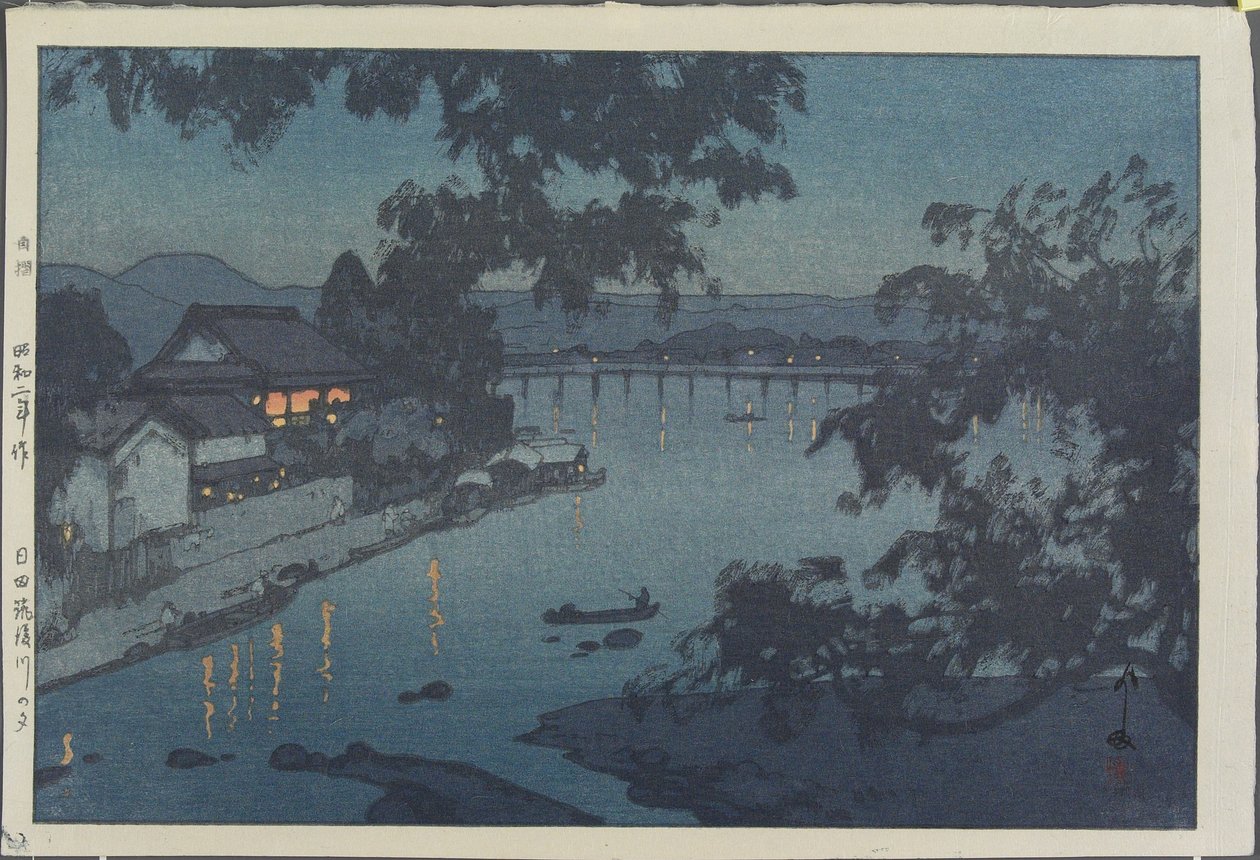 Aften på Chikugo-floden i Hita af Hiroshi Yoshida