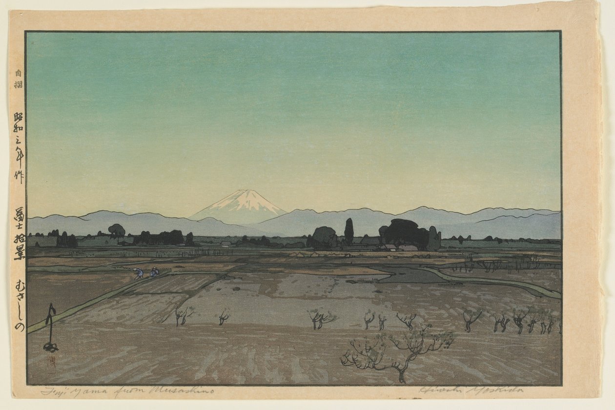 Fuji fra Musashino, fra serien, Ten Views of Mount Fuji, Showa-æra af Hiroshi Yoshida