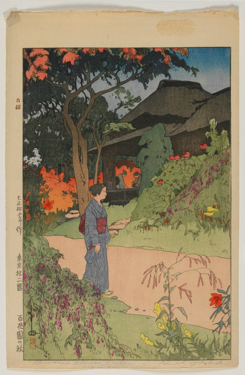 Hundred Flower Garden (Hyakkaen), fra serien, Twelve Scenes of Tokyo, Taisho-æra af Hiroshi Yoshida