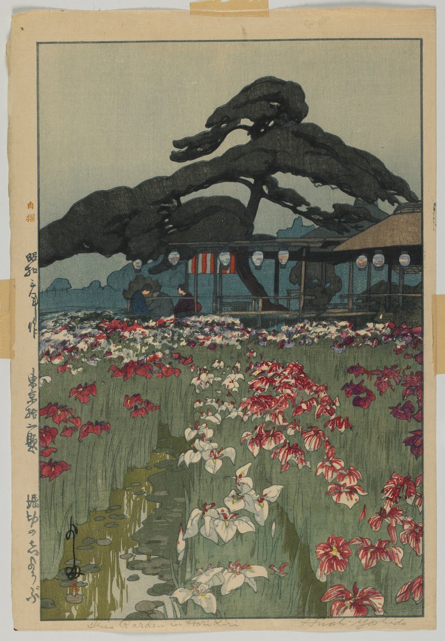 Iris Garden i Horikiri, fra serien, Twelve Scenes of Tokyo, Showa-æra af Hiroshi Yoshida