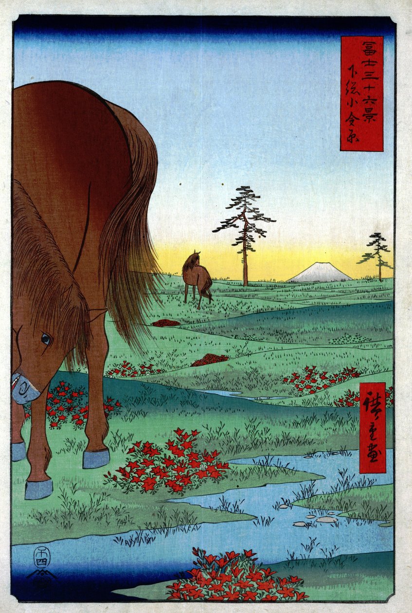36 Udsigt over Mount Fuji - 33. Kogane Plain af Utagawa Hiroshige