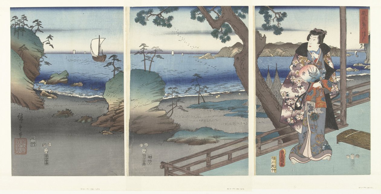De Egante Prince Genji Tesuma Furyu Genji Suma af Hiroshige (I) , Utagawa