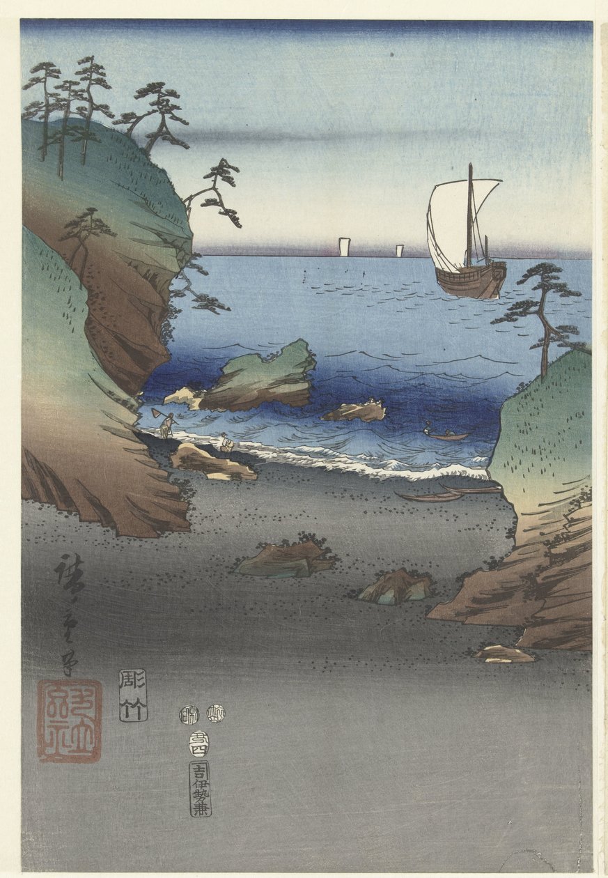 De Egante Prince Genji Tesuma Furyu Genji Suma af Hiroshige (I) , Utagawa